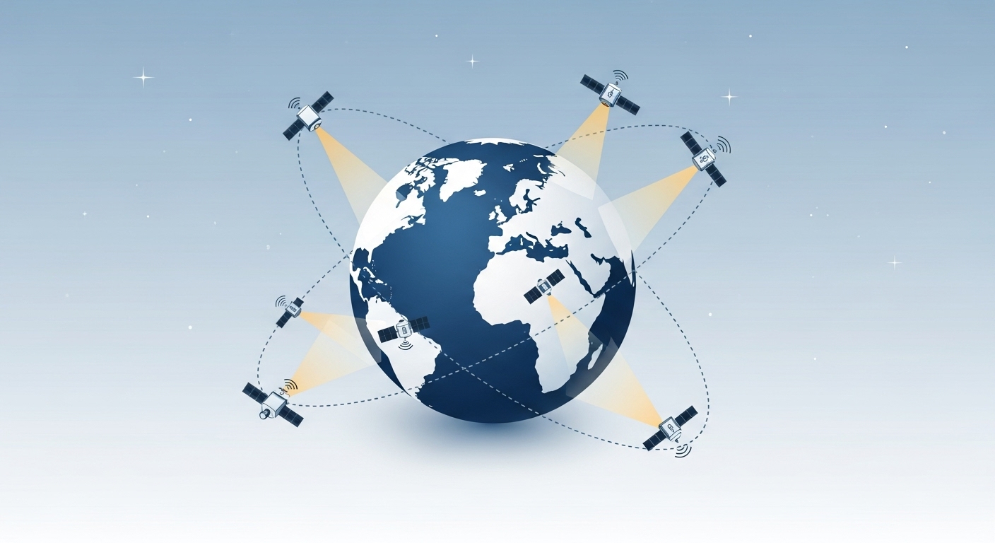 Спутники GPS и ГЛОНАСС на орбите Земли