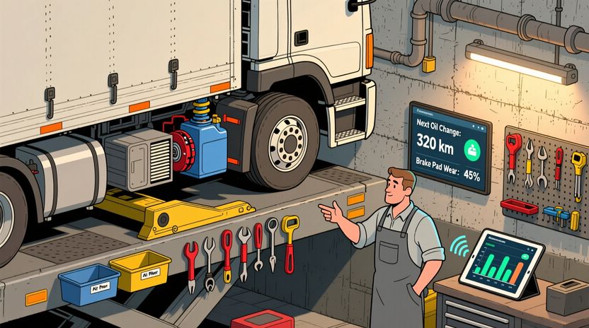 Изометрическая сцена сервиса и ТО грузовика